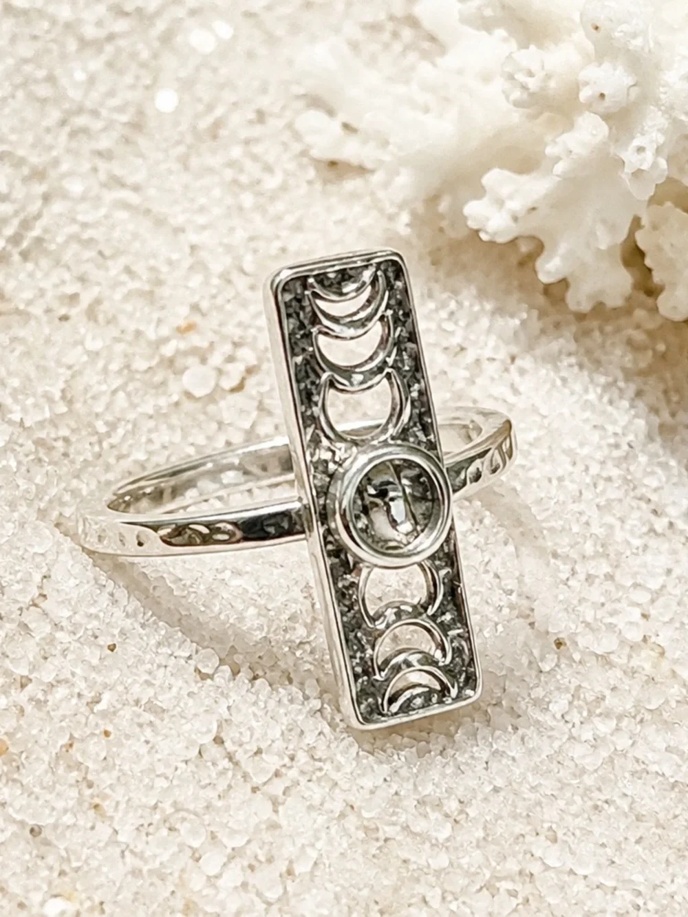 NEW! Phases of the Moon Rutilated Quartz Ring